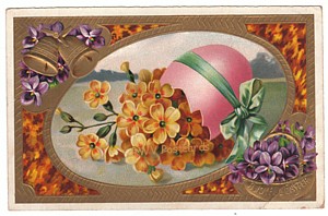 1909 Antique Easter Postcard Flower Egg